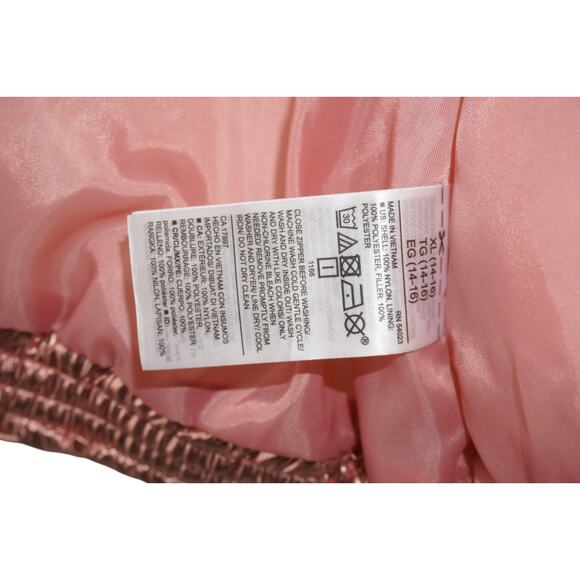 Old Navy Metallic Rose Gold Puffer Jacket Girls XL 14-16 GoWarm Hooded Coat - Picture 8 of 8